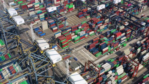 Top view of Kwai Tsing Container Terminals in Hong Kong alt