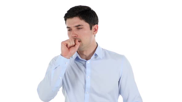 Cough Sick Businessman White Background alt