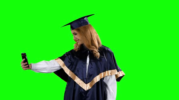 Graduate Take Self Portrait. Green Screen alt