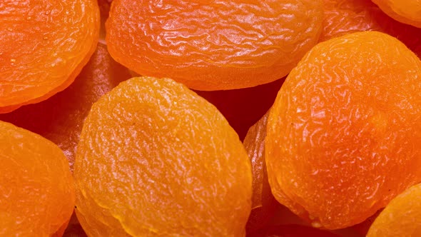 Animated stop motion texture dried apricots, traditional  fruit.