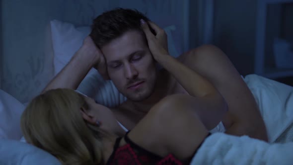 Wife Tenderly Cupping Male's Cheek, Husband Stroking and Kissing Ladies Hand alt