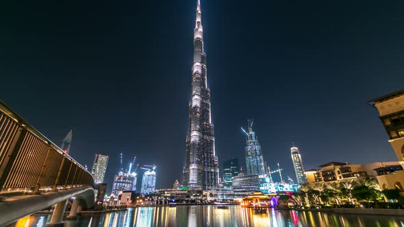 Dubai Downtown and Burj Khalifa Timelapse in Dubai UAE alt
