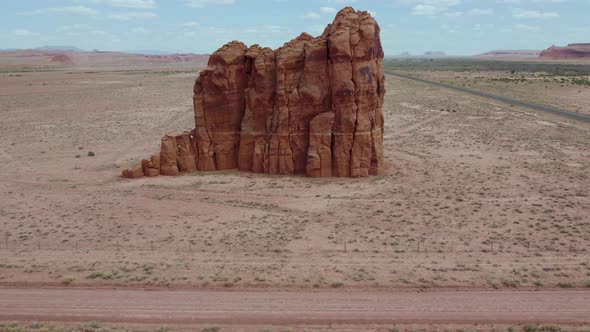 Massive Geological Layers Rock Formation Cliff In Rock Point, Navajo Reservation, Arizona. Aerial Dr alt