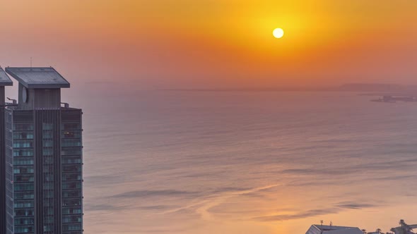 The Skyline of West Bay and Doha City Center During Sunrise Timelapse Qatar alt