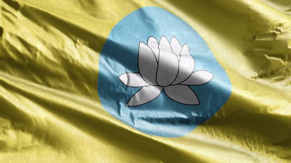Kalmykia textile flag waving on the wind. 10 seconds loop.  alt