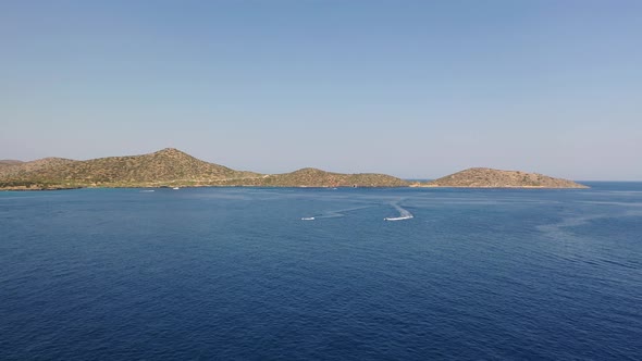 Aerial View of Boats in the Mediterranean Sea, Crete, Greece