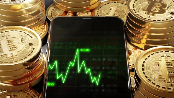 Phone Stock markets up trend on Bitcoin Crypto currency