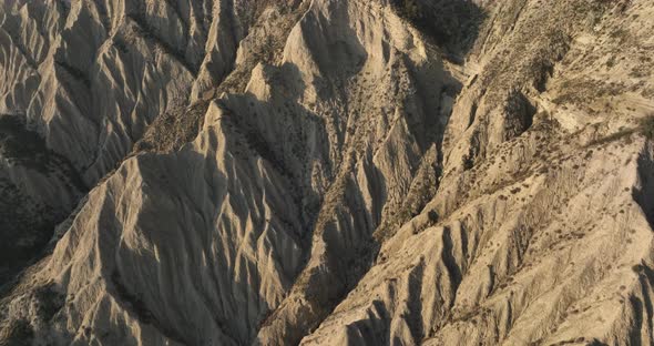Aerial view of beautiful textures and hills in Vashlovani national park. Gorgeous place in Georgia. alt