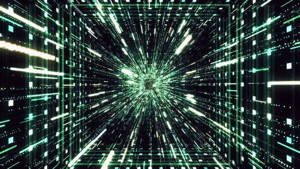 Abstract hyper jump through green stars into the Universe, seamless loop alt