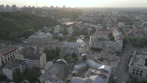 Kyiv, Ukraine. Aerial View. Slow Motion, Flat, Gray alt