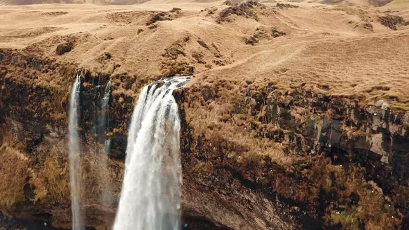 Aero View Seljalandsfoss Waterfall Iceland