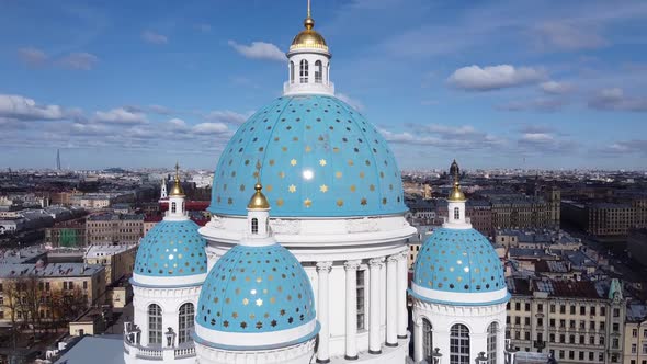 Aerial View of Trinity Cathedral Orthodox Church, St. Petersburg, Russia