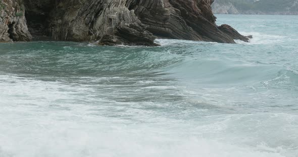 Stormy Sea Near Rocky Coast