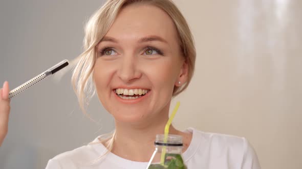 Girl Drinks Mojito Lemonade alt