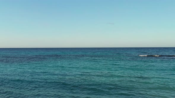 Wide View Of Caribbean Ocean With Blue Sky