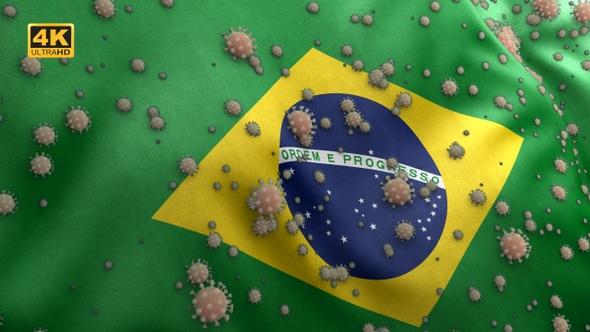 Covid Brazil Flag / Corona Brazil Flag - 4K alt