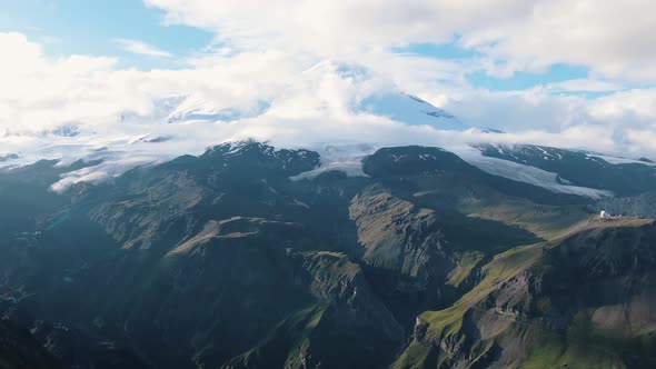 View From Ski Resort on Snowcapped Mountains of Elbrus Area alt