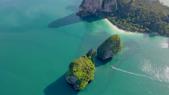 Railay Beach Krabi Thailand Tropical Beach of Railay Krabi Drone Aerial View of Panoramic View of alt