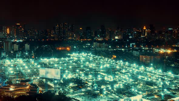 Time Lapse Cityscape and Construction Site in Metropolis Panoramic View alt