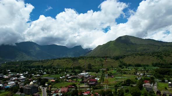 Aerial view of some agricultural fields in Sembalun. alt