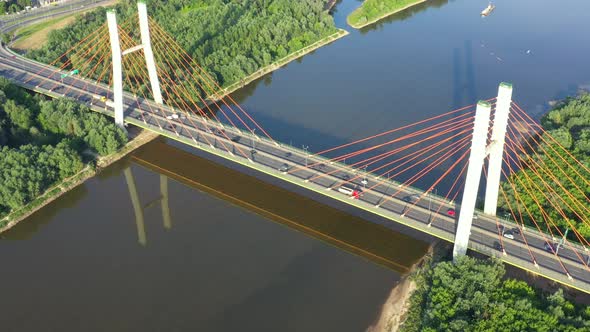 Aerial Drone Flight top down View of freeway busy city rush hour heavy traffic jam highway. Aerial v alt