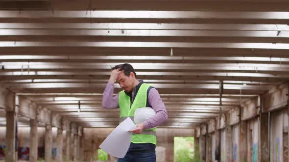 Young Engineer Upset by the Problems encountered on Site