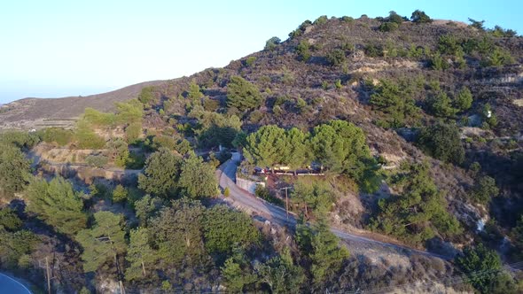 Aerial view of small mountain village in Cyprus. alt