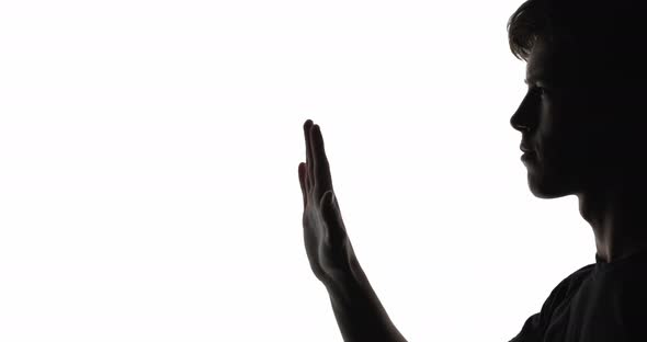 Male Silhouette Stop Gesture Man Refusal Hand Sign alt