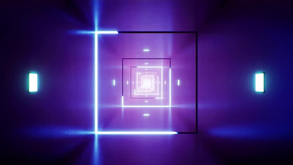 Shiny Square Neon Light Stroke in the Metal Tunnel VJ Loop alt