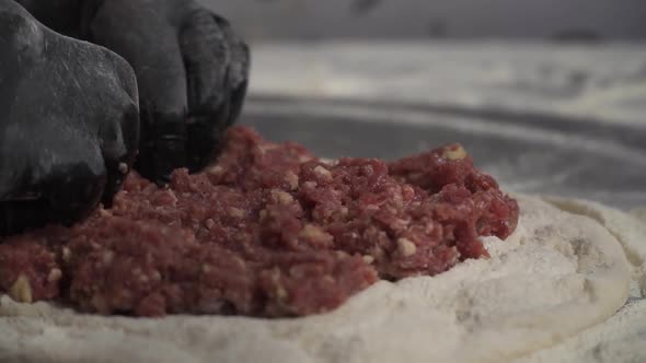 Cooking Pies with Meat in Slow Motion