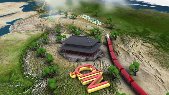 Train animation. China-Turkey line. alt