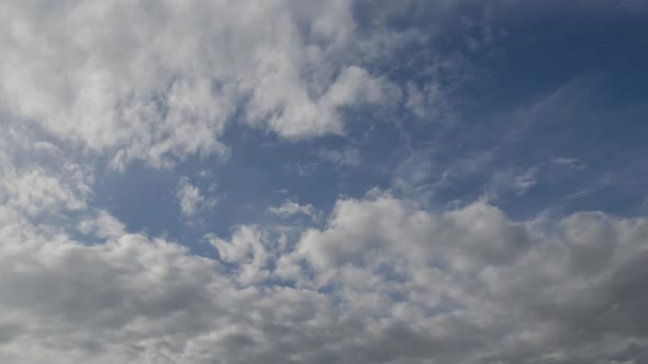 Cloudscape Time Lapse of White Clouds Float in Azure Sky