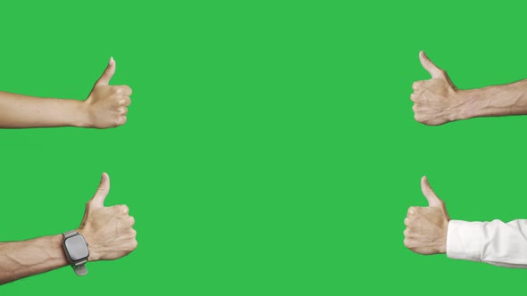Closeup Hands of People are Showing a Class with a Thumbs Up on a Green Screen Background alt