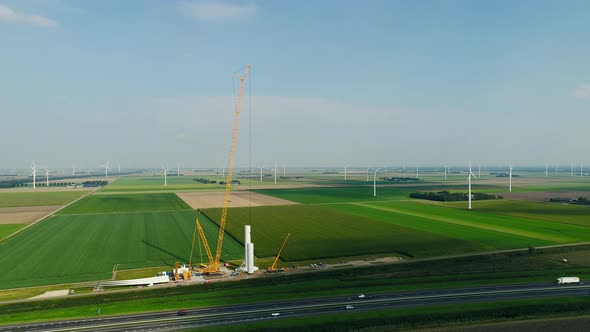 Wind farm under construction, Almere, Nederland