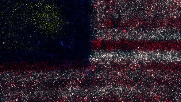 Malaysia Flag With Abstract Particles