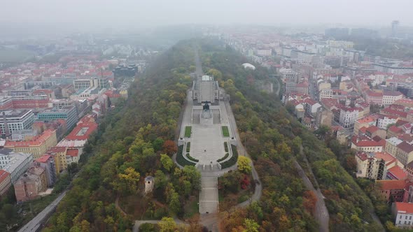 Aerial View of National Monument on Vitkov Hill - National War Memorial and History Museum, Prague