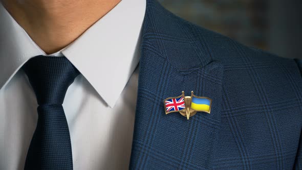Businessman Friend Flags Pin United Kingdom Ukraine alt