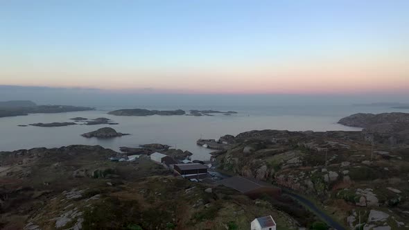 Aerial View of Kincasslagh with Cruit Island in the Background in County Donegal  Ireland alt