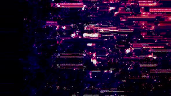 Purple Yellow HUD Cyber Glitch Background Loop with Crypto Currency and NFT Encoding Concept