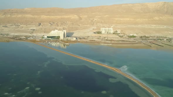 Aerial view of an hotel along the Dead Sea, Israel. alt