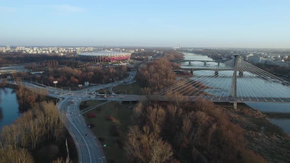 Warsaw Stadium and road polish transportation system. Aerial alt