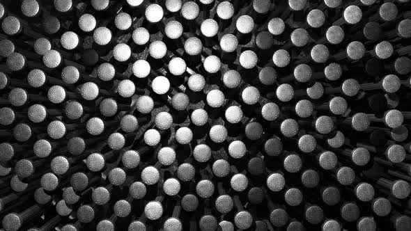 Seamless loop steel metallic black chrome and silver nail heads background alt