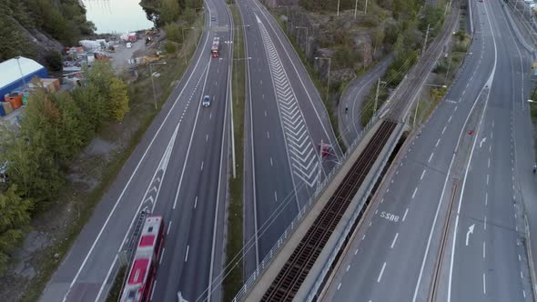 Aerial View of Elevated Highway Bridge