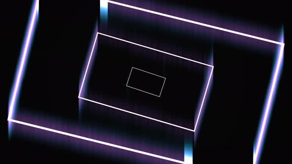 Abstract frame tunnel with lines and rectangles on black background alt