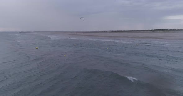 Aerial Drone Footage of Kite Surfers on Line Up in South of France