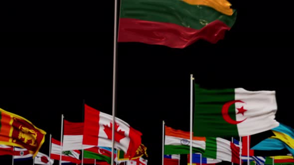 Lithuania Flag With World Flags In Alpha Channel