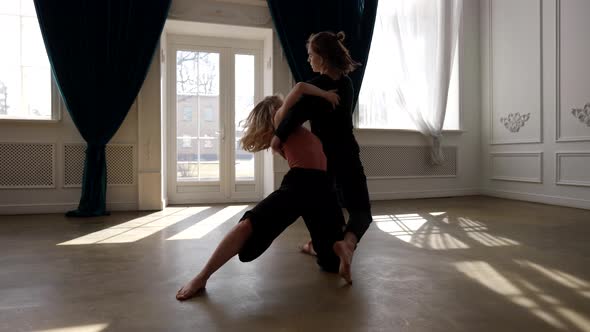 Loving Couple is Dancing in Dance Hall Performing Modern Choreography Love Story of Two Lovers alt