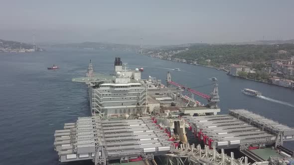 Giant Ship Passing Through Istanbul Bosphorus alt