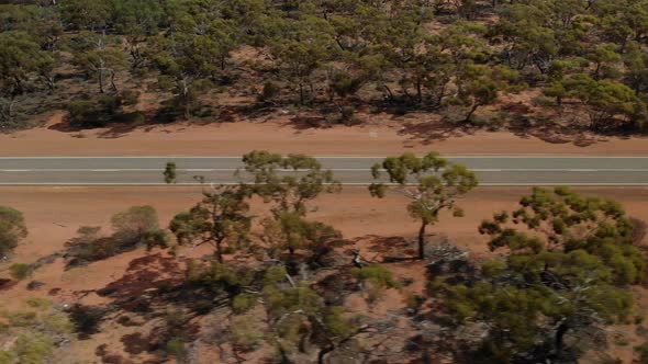 Road Train in Australian Outback (Drone Shot) alt