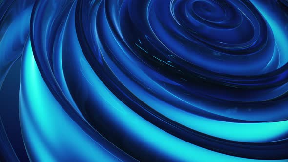 Abstract Blue Glowing Reflective Mirror Spiral Background Loop